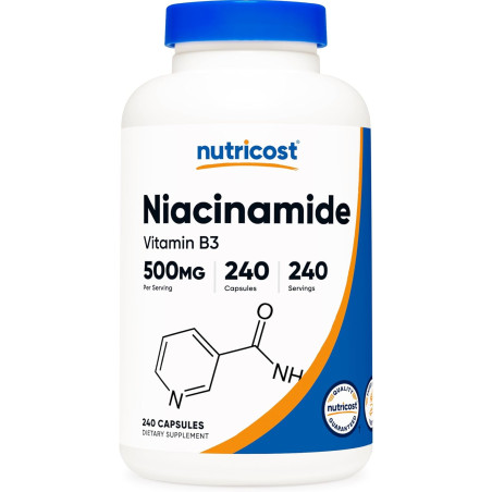 Niacinamida 500mg (Vitamina B3) x240 caps. Nutricost