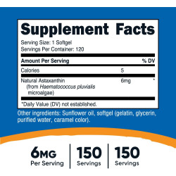 Astaxantina 6 mg x120 softgels de Nutricost