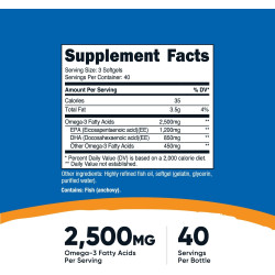 Omega-3 de 2500mg Nutricost x120 softgels