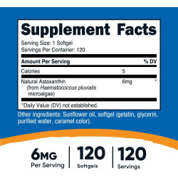 Astaxantina 6 mg x120 softgels de Nutricost