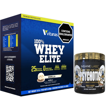Whey Elite 10lbs + Psychotic Gold 35 serv.