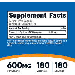 NAC (N-Acetil L-Cisteína) 600 Mg x180 capsulas