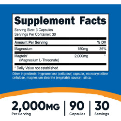 Magtein L-Treonato de Magnesio 2000mg x90caps