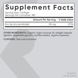 Zinc Picolinato 30mg x180 softgels con aceite de Coco