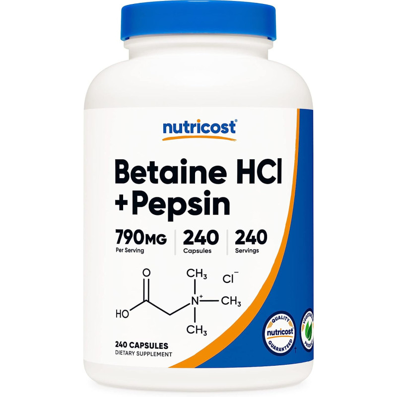 Betaine HCL + Pepsin 240caps Nutricost